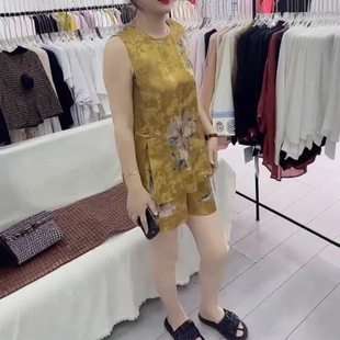 25670新大爱美依缘2025夏季新款新中式复古盘扣上衣短裤两件套女