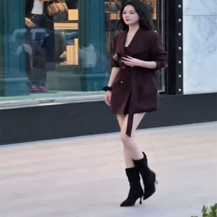 風衣外套女2025春秋新款 大衣 高級感氣質洋氣顯瘦收腰雙排扣中長款