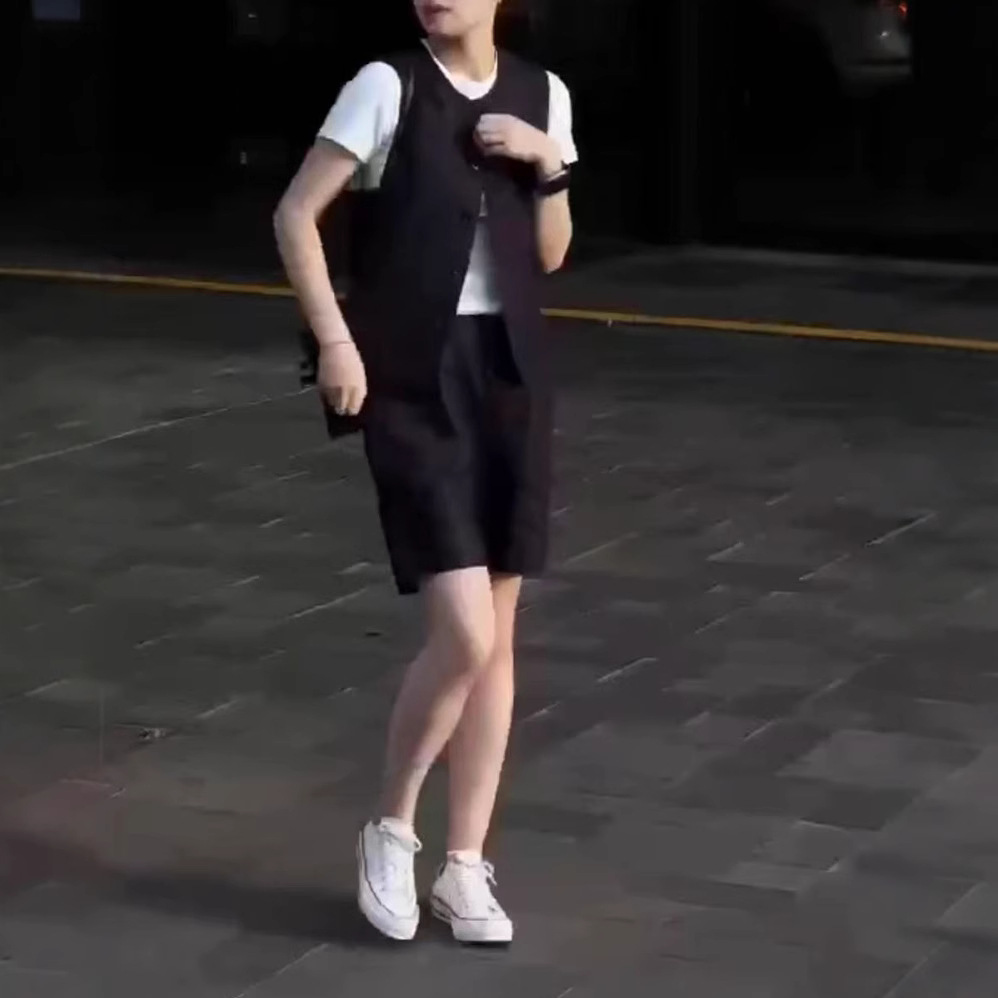25210大爱美依缘2025夏季新款纯色短袖打底衫洋气马甲短裤显瘦女