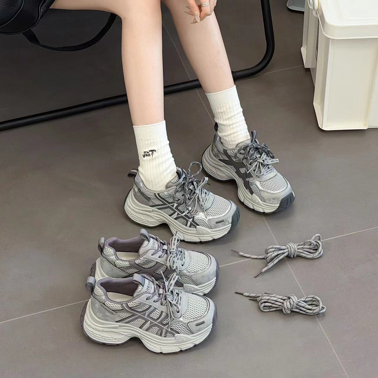 轻便时尚增高运动女鞋2026年春季新款韩系厚底真皮老爹鞋休闲女鞋,女鞋,时尚休闲鞋,淘宝优惠券,粉丝福利购,淘宝优惠卷