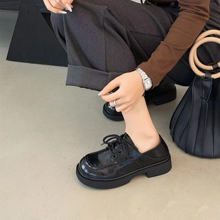 乐福鞋 单鞋 女2026年春季 百搭英伦风学生软底懒人皮鞋 新款 圆头时尚