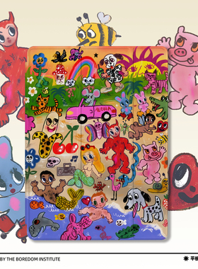 潮流美式复古插画涂鸦蜡笔小众落日海岸适用于苹果2022款iPadPro12.9/11三折保护壳air5/mini6防摔ipad10