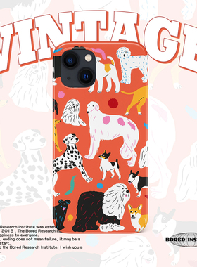 艺术宠物插画橙色狗狗聚会可爱简约潮适用于苹果IPhone15/14plus/13pro/12/11/16/16promax菲林手机壳IMD软壳