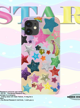 小众复古潮流星星Y2K渐变潮流多巴胺艺术适用于苹果IPhone15/14promax/13pro/12/11/xs/16菲林手机壳IMD软壳