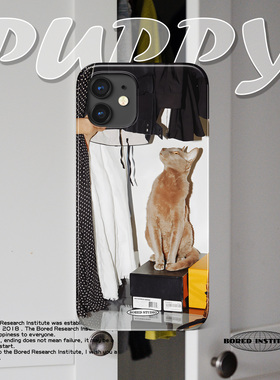 小众可爱壁柜猫咪适用于苹果IPhone11/12/13/14promax/15pro/16菲林手机壳imd硅胶软壳小米华为