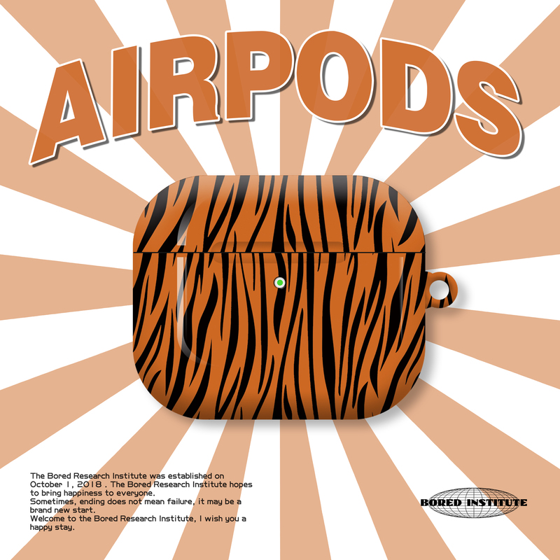 复古虎斑虎纹艺术插画线条个性简约适用于AirPods3代耳机壳AirPodsPro第二代/一代保护套光面硬壳AirPods2代