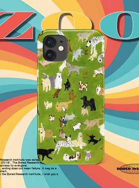 草地插画绿色艺术生动物园小清新多巴胺适用于苹果IPhone16/XR/11/12/13pro/14promax/15菲林手机壳IMD软壳
