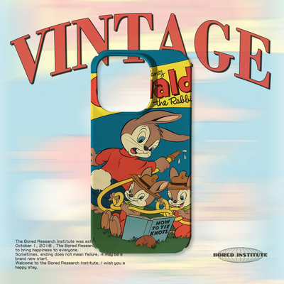 潮流可爱小众复古兔子松鼠插画适用于苹果IPhone15/14plus/13pro/12/11/16/16promax菲林磁吸手机壳IMD软壳