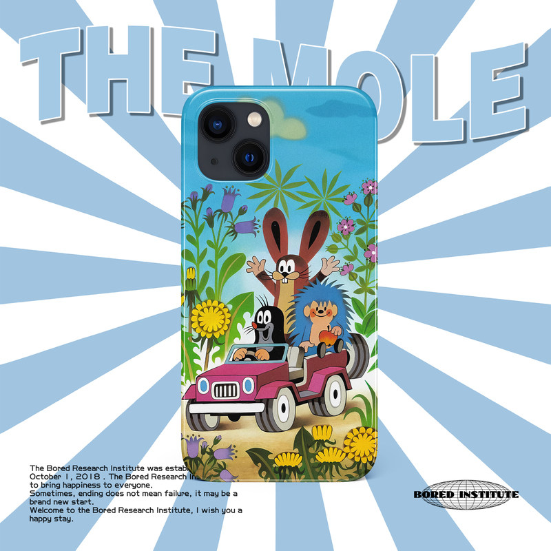 开车鼹鼠的故事可爱小动物插画简约ins风适用于苹果IPhone15/14promax/13pro/12/11/16pro菲林手机壳IMD软壳