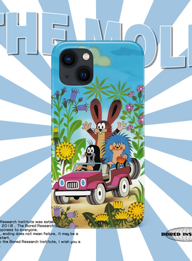 开车鼹鼠的故事可爱小动物插画简约ins风适用于苹果IPhone15/14promax/13pro/12/11/16pro菲林手机壳IMD软壳