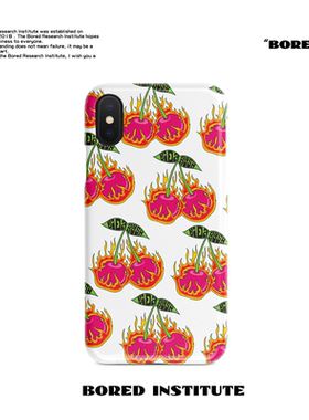 白色樱桃插画火焰嘻哈潮流适用于IPhone7/8p/X/XS/XR/11/12/14/15/16菲林手机壳imd硅胶软壳小米华为