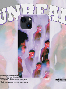 抽象头像小众复古艺术噪点紫色潮流虚幻适用于苹果IPhone15/14plus/13pro/12/11/16/16pro菲林手机壳IMD软壳