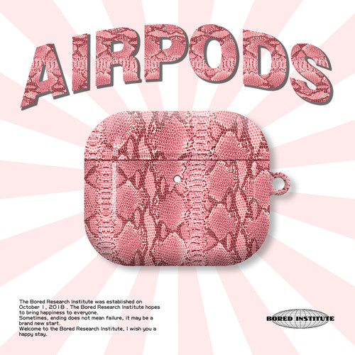 美式潮流蛇纹粉色复古简约个性Y2k情侣男女款AirPods3代耳机壳AirPodsPro第二代/一代保护套硬壳AirPods4代