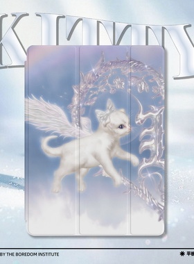 Y2K小众白猫天使猫咪复古情侣款潮流适用于苹果2022款iPadPro12.9/11三折保护壳air5/mini6防摔气囊平板壳