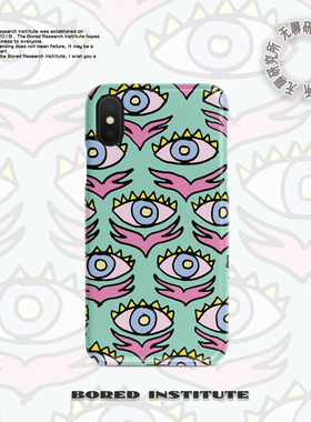 小众绿色眼球插画卡通适用VIVOs7IPhone7/8p/X/XS/XR/11/12/14/15/16菲林手机壳imd硅胶软壳小米华为
