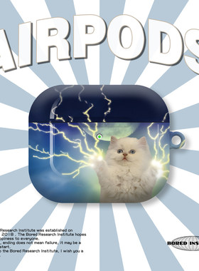 潮流闪电小猫可爱艺术复古ins风小众适用于AirPods3代耳机壳AirPodsPro第二代/一代保护套光面硬壳AirPods4代