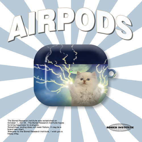 潮流闪电小猫可爱艺术复古ins风小众适用于AirPods3代耳机壳AirPodsPro第二代/一代保护套光面硬壳AirPods4代