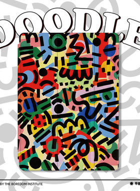 复古字母涂鸦潮流简约艺术小众适用于苹果2024款iPadPro12.9/11三折保护壳air6/air5/mini6防摔气囊平板壳