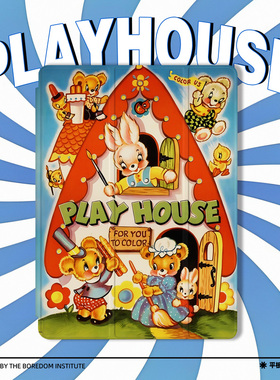 vintage可爱小兔子涂鸦插画简约潮流适用于苹果2022款iPadPro12.9/11三折保护壳air5/mini6防摔气囊平板壳