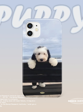 ins夏日海风可爱看海小狗适用于苹果IPhoneX/11/12/13pro/14/15/16菲林手机壳imd硅胶软壳小米华为