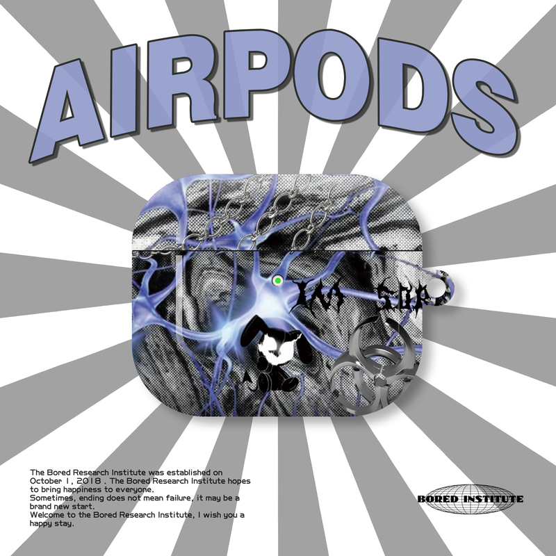 小众涂鸦复古闪电小熊恶搞插画艺术适用于AirPods3代耳机壳AirPodsPro第二代/一代保护套光面硬壳AirPods4代