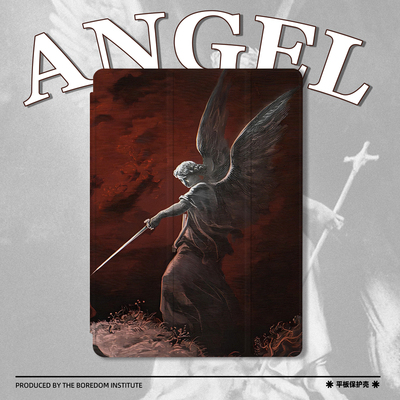 复古圣剑女武神潮流复古艺术险种适用于苹果2024款iPadPro12.9/11三折保护壳air6/air5/mini6防摔气囊平板壳