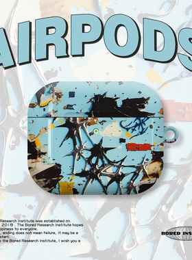 小众赛博朋克艺术复古噪点荆棘蓝色适用于AirPods3代耳机壳AirPodsPro第二代/一代保护套光面硬壳AirPods4代
