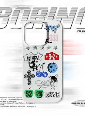 涂鸦小猫插画艺术潮拼贴小众潮流星星适用于苹果IPhone17/16pro/14/13/17pro/15promax菲林磁吸手机壳IMD软壳