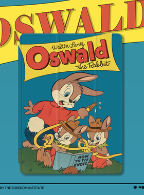 潮流可爱小众复古兔子松鼠插画卡通适用于苹果2022款iPadPro12.9/11三折保护壳air5/mini6防摔ipad10笔槽