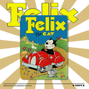 air5 可爱美式 11三折保护壳air6 iPadPro12.9 mini6防摔气囊平板壳 艺术插画小狗开车潮流ins适用于苹果2024款