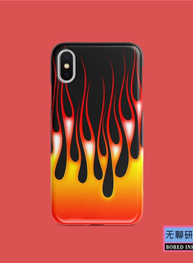 红色火焰嘻哈潮牌自主原创街头滑板适用于IPhoneX/11/12/13/14/15/16菲林手机壳imd硅胶软壳小米华为