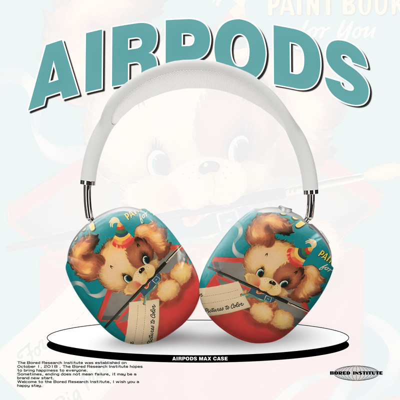 可爱ins艺术卡通插画漫画海报小狗复古简用于AirPodsMax1/2苹果蓝牙耳机头戴式保护壳耳麦光面磨砂哑光硬壳,3C数码配件,耳机保护套,淘宝优惠券,粉丝福利购,淘宝优惠卷