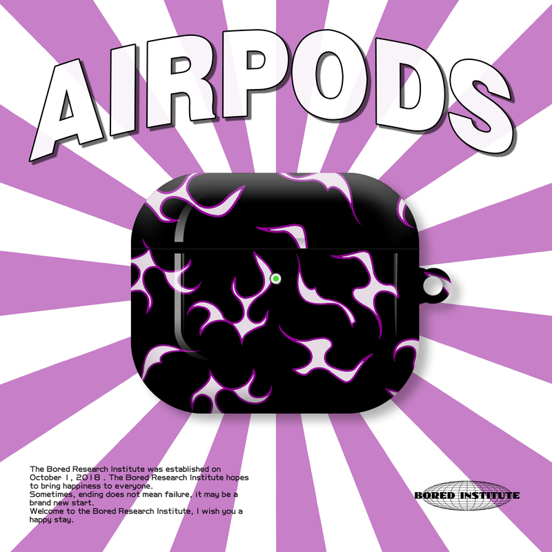 golf黑紫色火焰复古简约ins风潮流适用于AirPods3代耳机壳AirPodsPro第二代/一代保护套光面硬壳AirPods2/4代