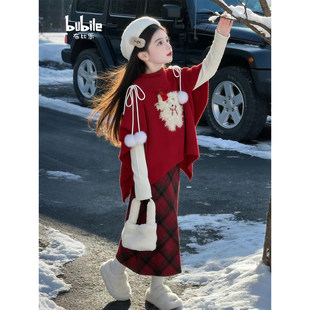 过年衣服红色超级好看冬装 女孩冬季 套裙 2025新款 女童拜年服套装