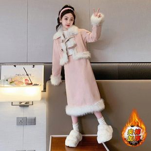 女童冬装连衣裙2025新款儿童冬季女孩大童小香风套装新年衣服裙子