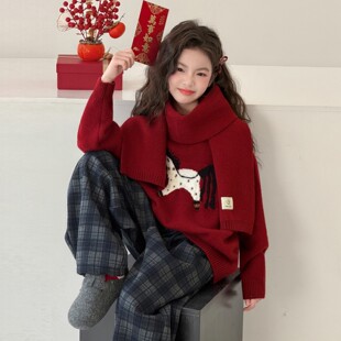 初中生高颜值毛衣冬季2026年新款儿童女款毛线衣冬装女童新年衣服