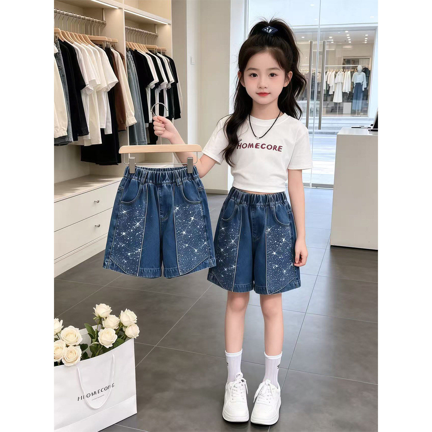 女童夏天巨好看的薄裤子2026新款今年流行爆款超火儿童牛仔短裤潮