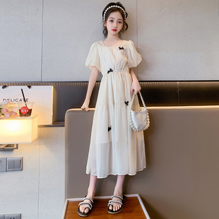 2025新款 女孩夏季 女大童雪纺连衣裙夏装 洋气韩版 公主裙子 长款 短袖