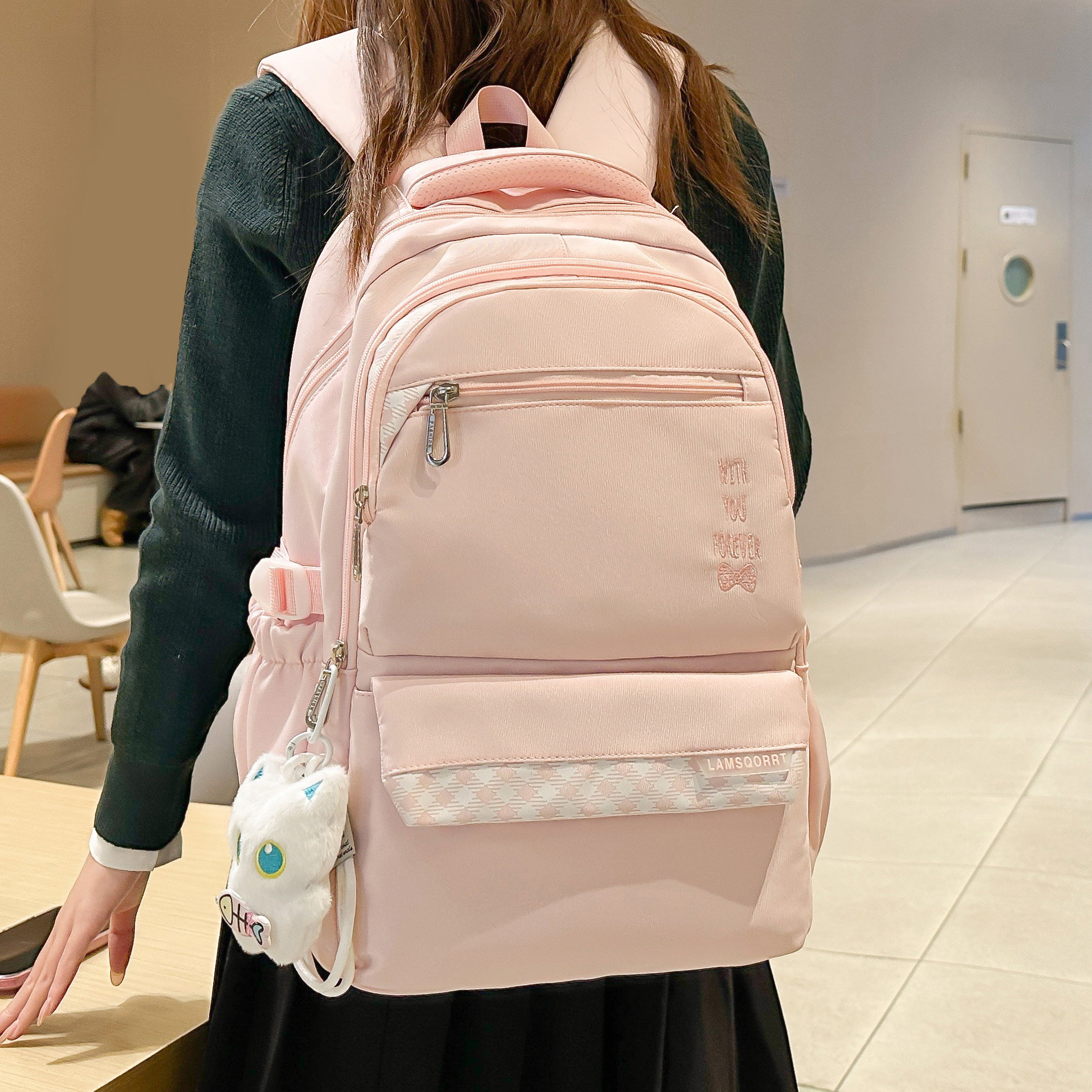 专柜正品百搭书包女日韩风休闲简约高颜值双肩包女初中高中大学生