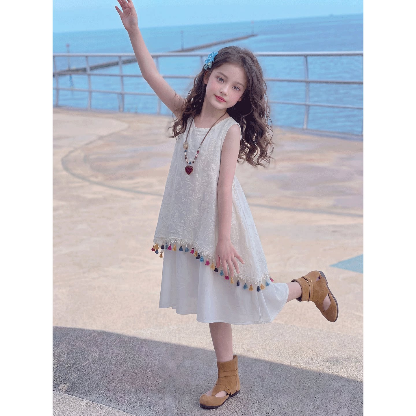 专柜正品女童2026新款裙子夏季儿童民族风海边连衣裙女孩夏装巨好