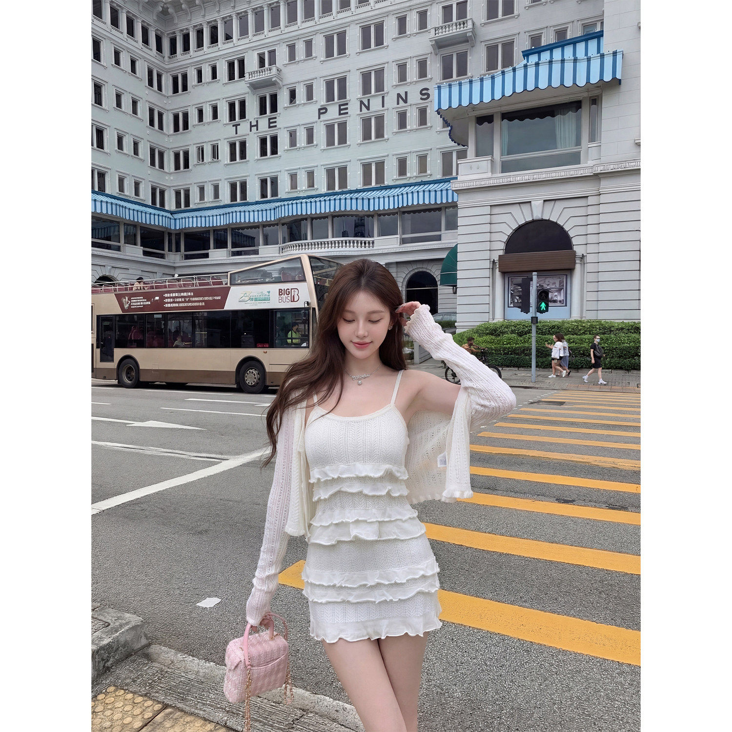 十三行正品法式甜辣风套装女2026夏新款防晒开衫吊带蛋糕短裙三件