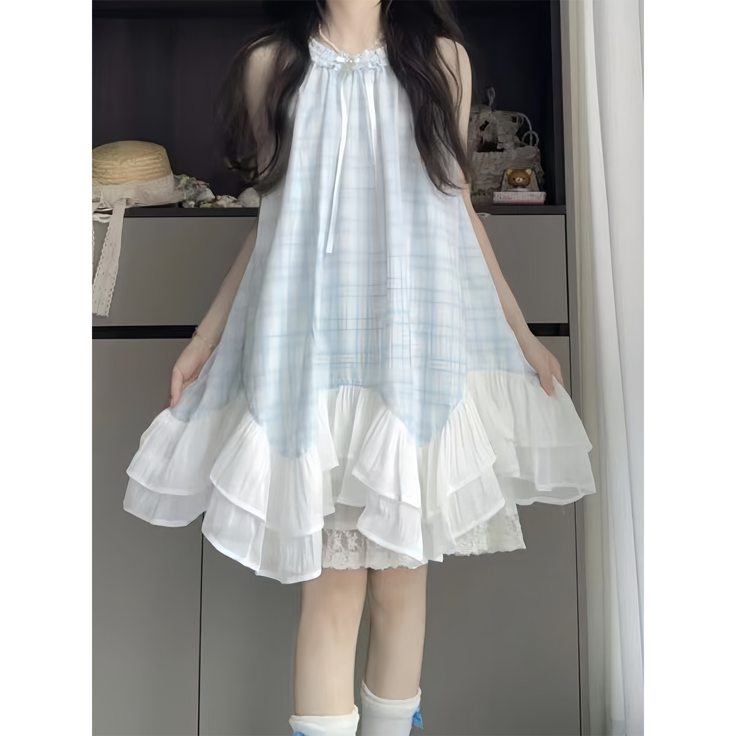 专柜正品女童夏天高级感裙子格子连衣裙夏季2026新款儿童女孩绝美