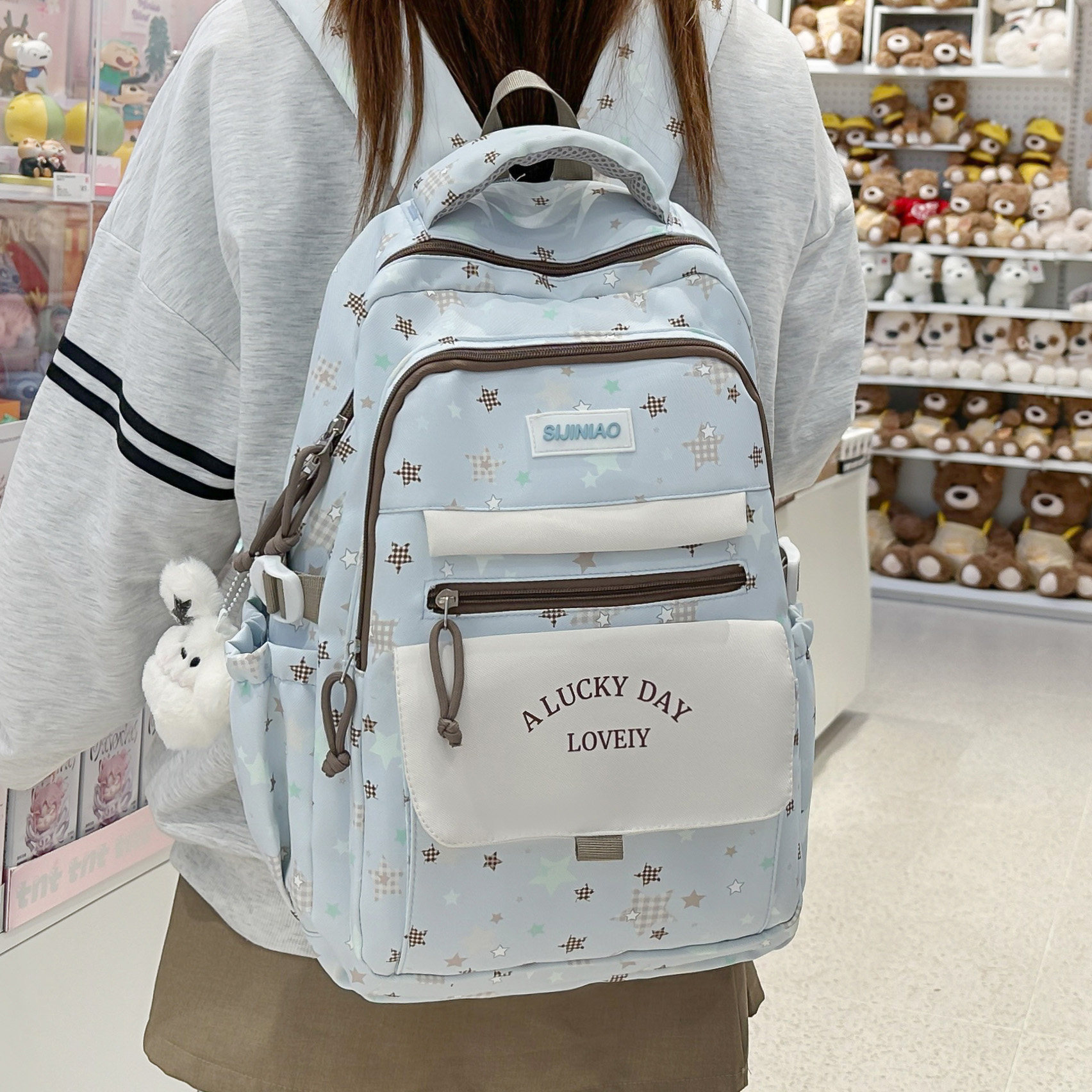 专柜正品高颜值潮流波点印花百搭书包女时尚网红双肩包初高中学生