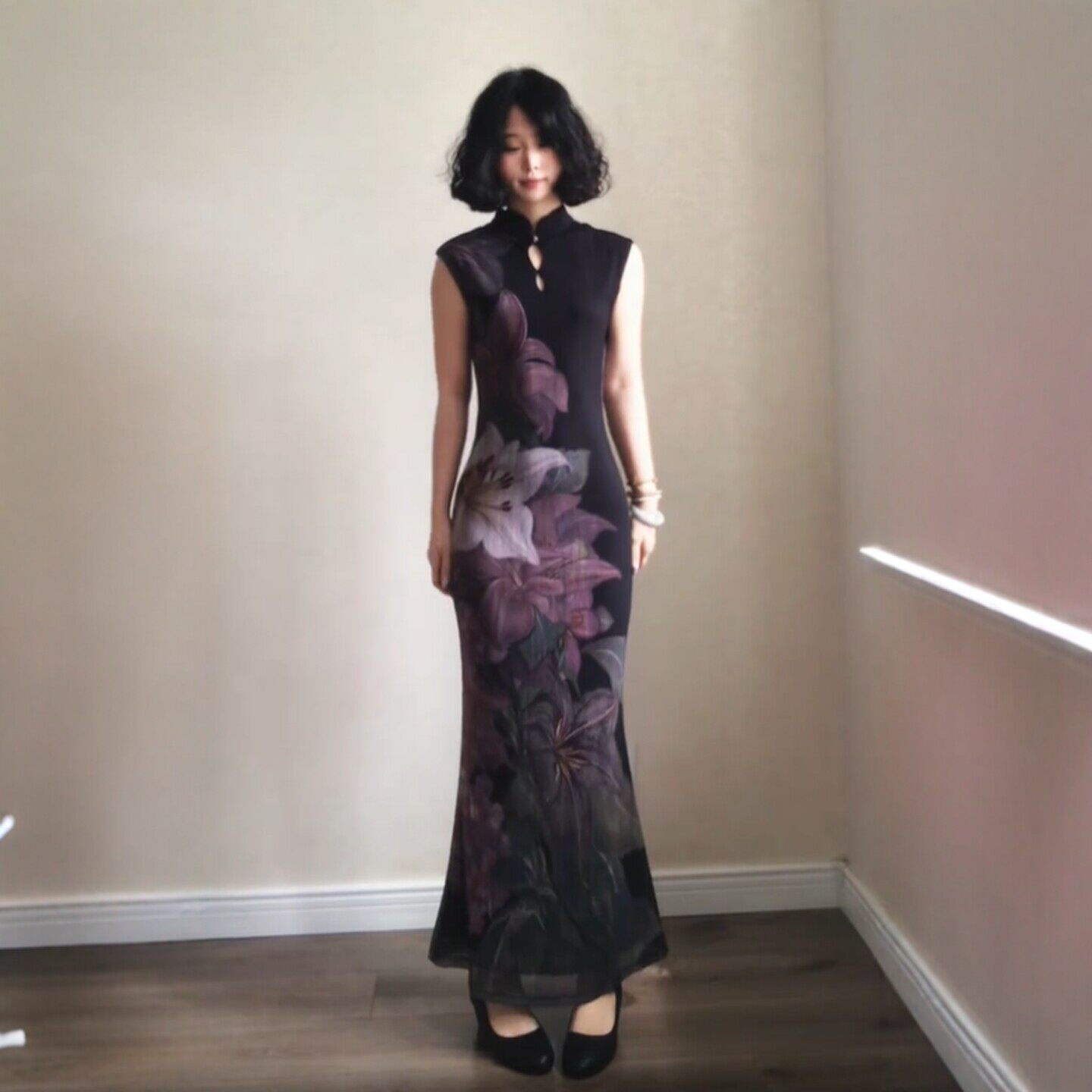 专柜正品新中式女装旗袍连衣裙复古独特超好看印花修身包臀长裙26