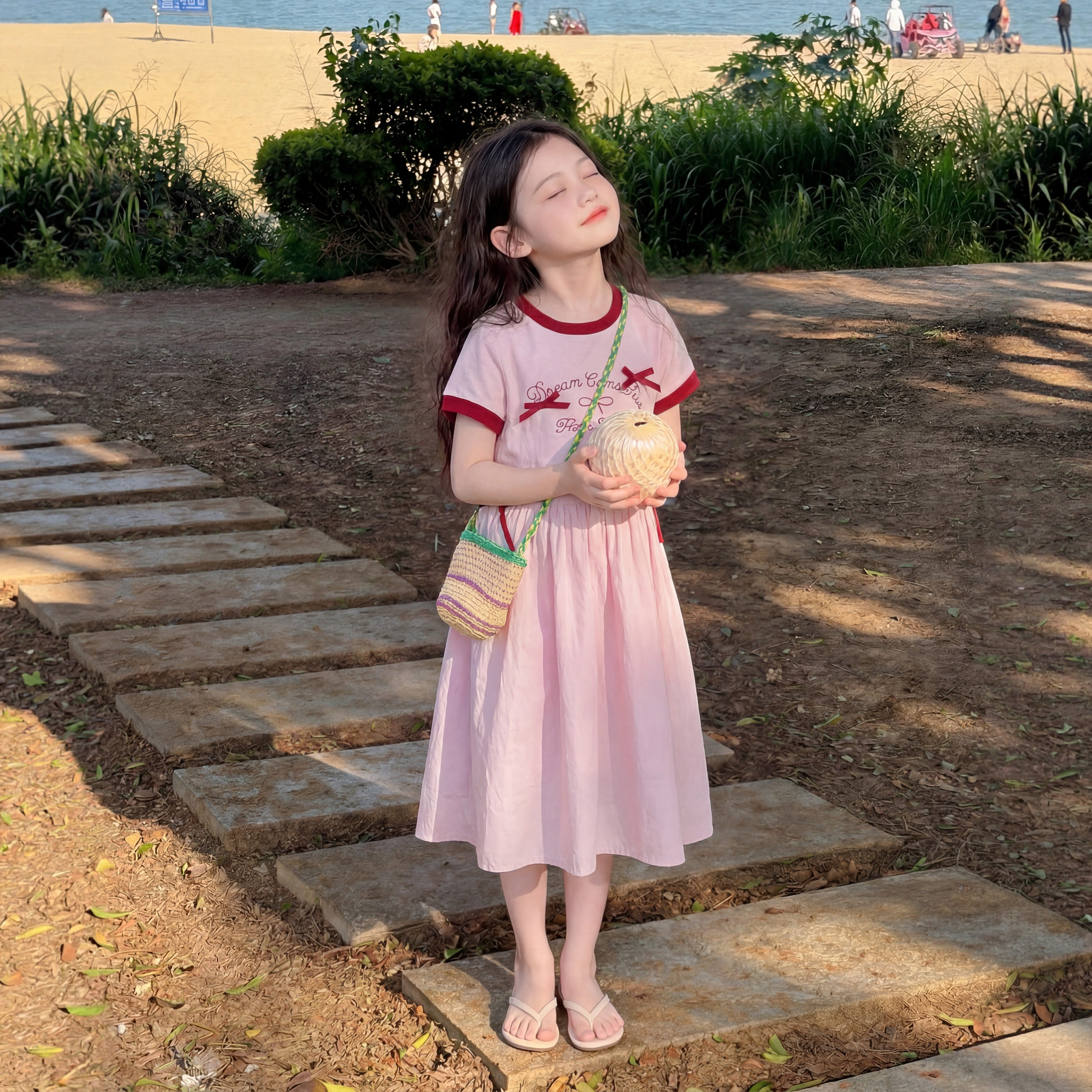 专柜正品2026超火女童连衣裙夏季薄款儿童粉色公主裙子巨好看小女
