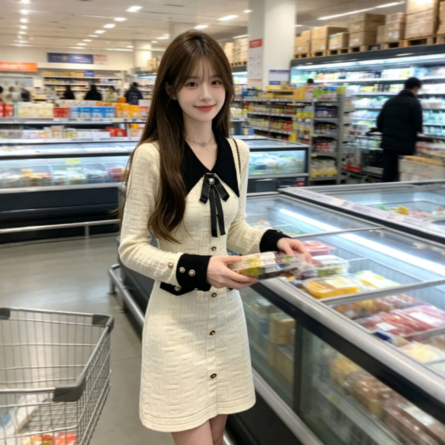 专柜正品韩系独特超好看的收腰修身包臀连衣裙时尚气质精致短裙20