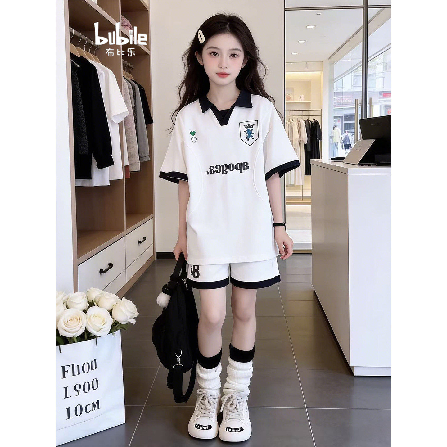 女童套装2026新款大童运动夏装polo衫短袖T恤洋气夏装短裤两件套