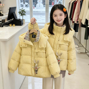女孩休闲保暖外套 儿童洋气棉衣冬装 女童夹棉加厚棉服冬季 2025新款