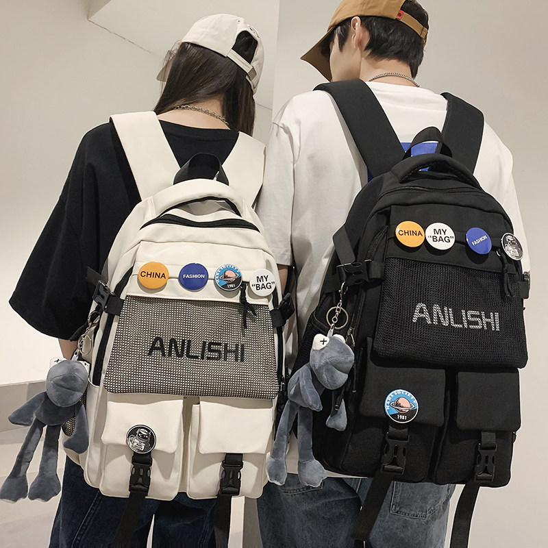 专柜正品港风书包男韩版大容量高中大学生旅行背包2023新款初中生