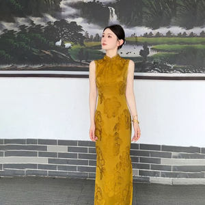 专柜正品新中式国风旗袍连衣裙复古时尚气质印花修身包臀长裙2026